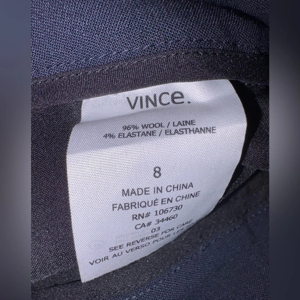 Vince Wool Blend Contrast Panel Slim Ankle Pants Size 8 NWT - Picture 12 of 13